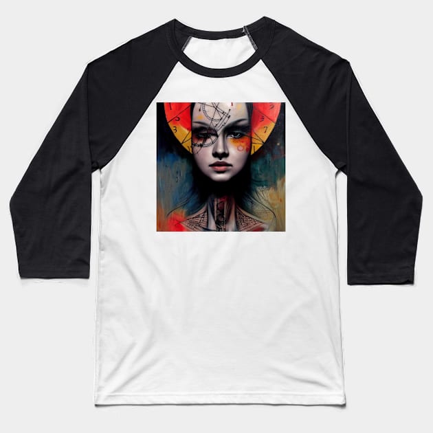 Abstract Art Mysterious Girl Baseball T-Shirt by Legendary T-Shirts